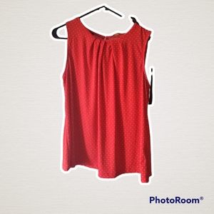 Jones New York Red Blouse with white polka dots